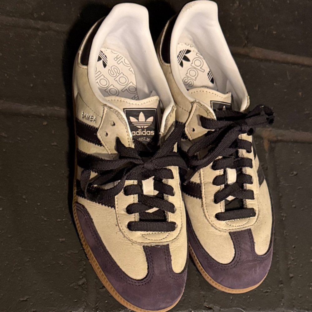 Adidas Men's Cream and Purple Sneakers